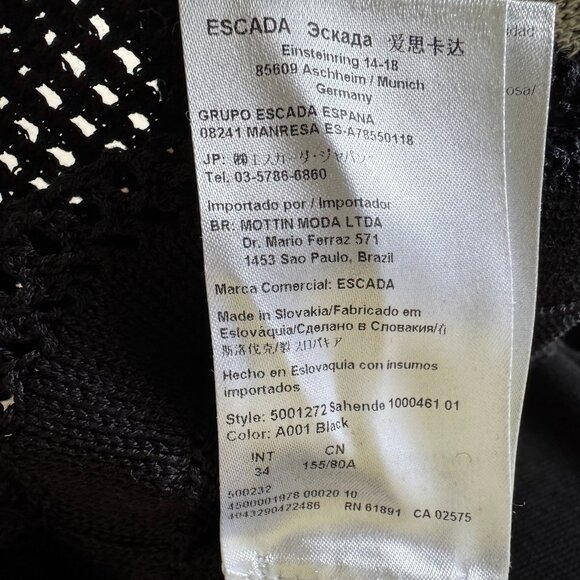 Escada Cardigan Sweater Gold Zipper READ Crochet Open Knit Collar Sleeves Hem - Picture 3 of 16